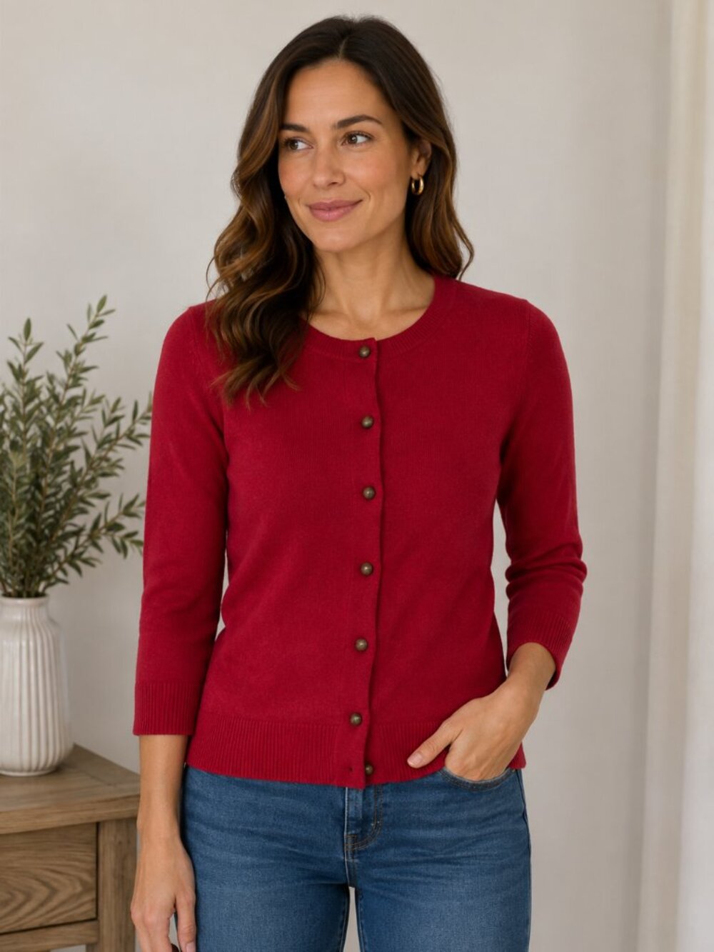 White + Warren Red 100% Cashmere Cardigan – Size Small (may fit XS)